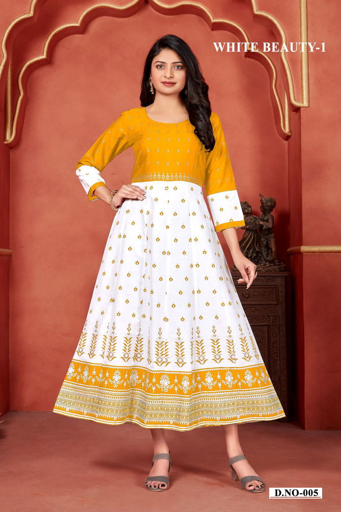 White Beauty Vol 1 By Banwery Printed Kurtis Catalog